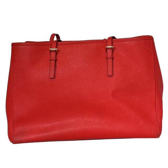 Michael by Michael Kors, Red Jet Set Leather Tote Bag - Picture 3 of 9